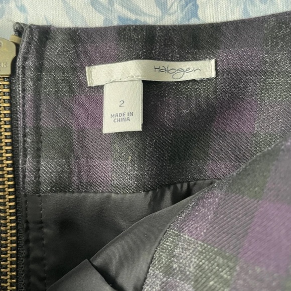 Halogen 2 XS Plaid Purple Pencil Skirt Stretchy Pleated  Academia Zipper Closure - Picture 4 of 4